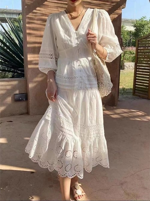 Silk Cotton Embroidered Dress